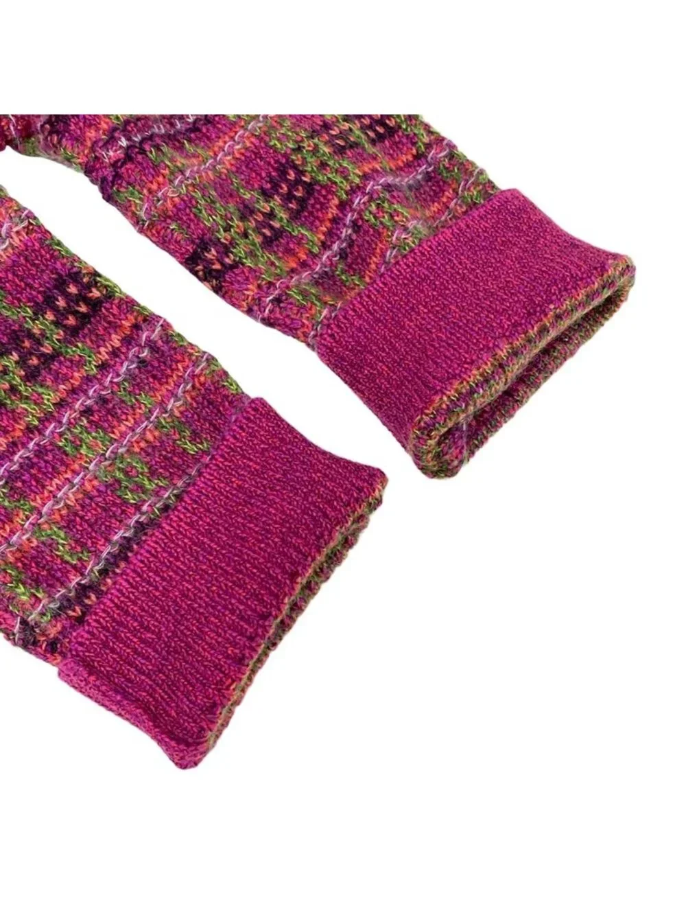 Chanel Cardigan 38 M Pink Long Sleeve Plaid Cashmere